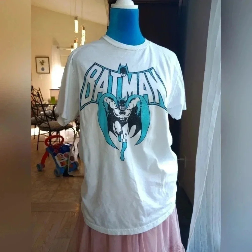 Vintage style batman shirt size M mens t-shirt medium blue white dc TV show char